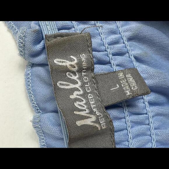 Marled Off the Shoulder Baby Blue Lace Embroidered Sheer Blouse SIZE L - Picture 4 of 4